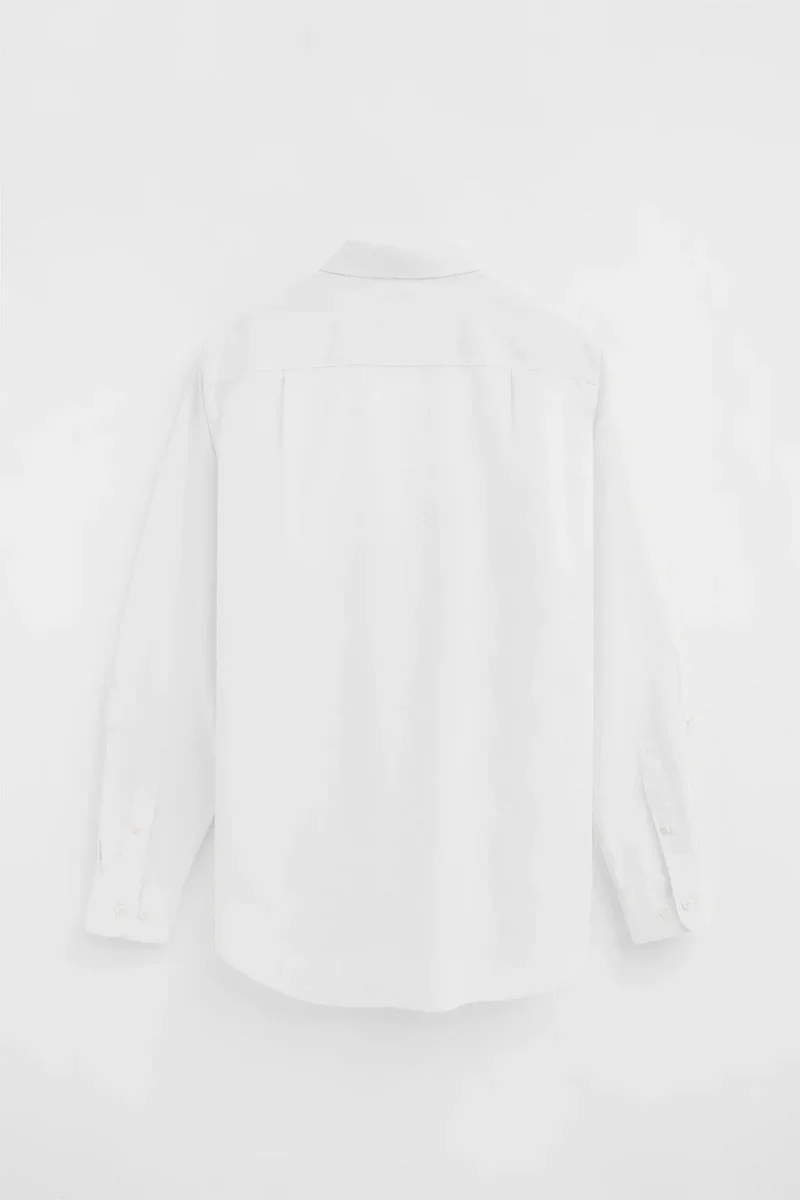 White cotton-linen shirt with regular fit and Rigby Go logo - Image 8