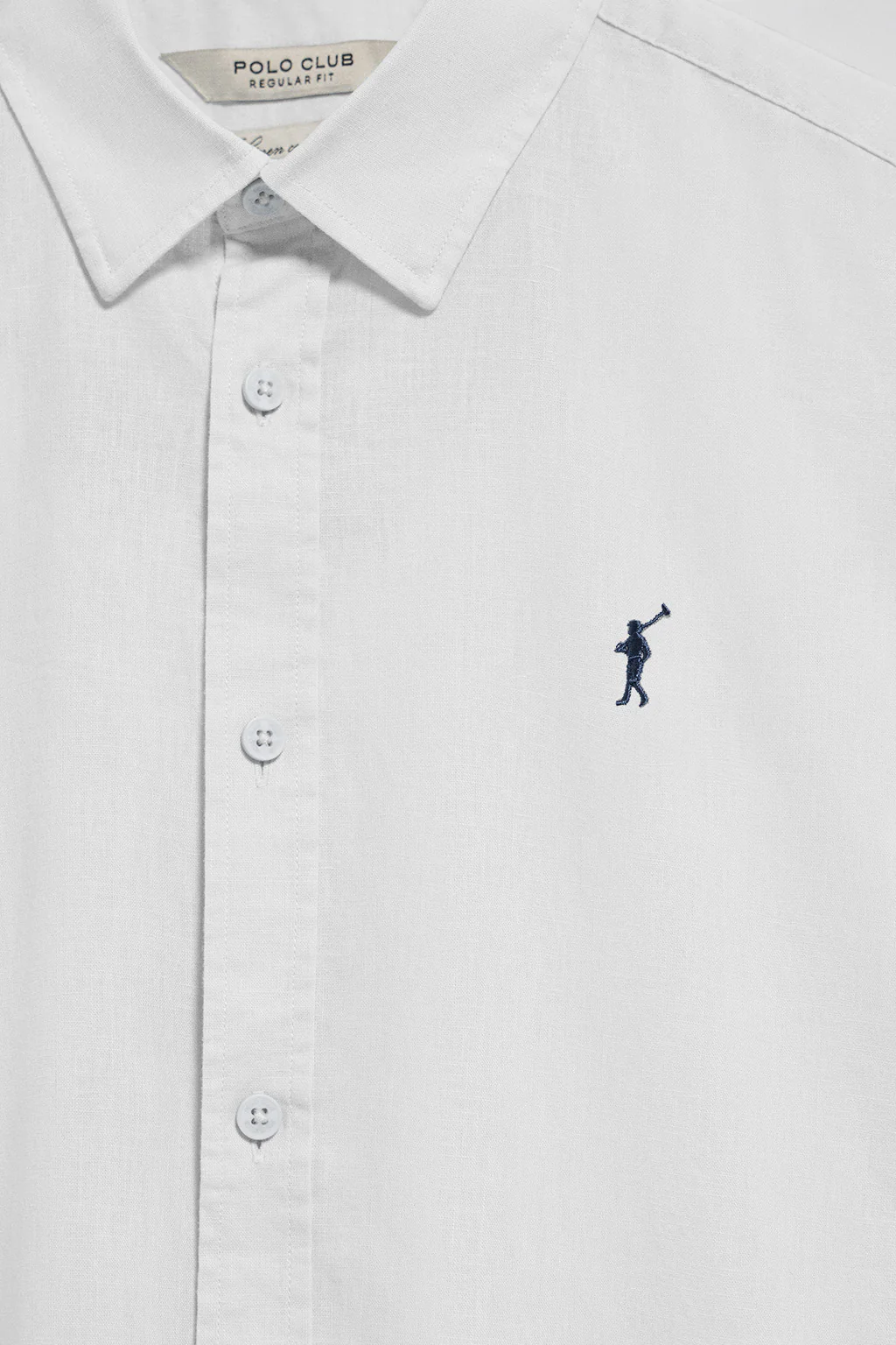 White regular-fit shirt in linen and cotton with Rigby Go embroidery - Image 6