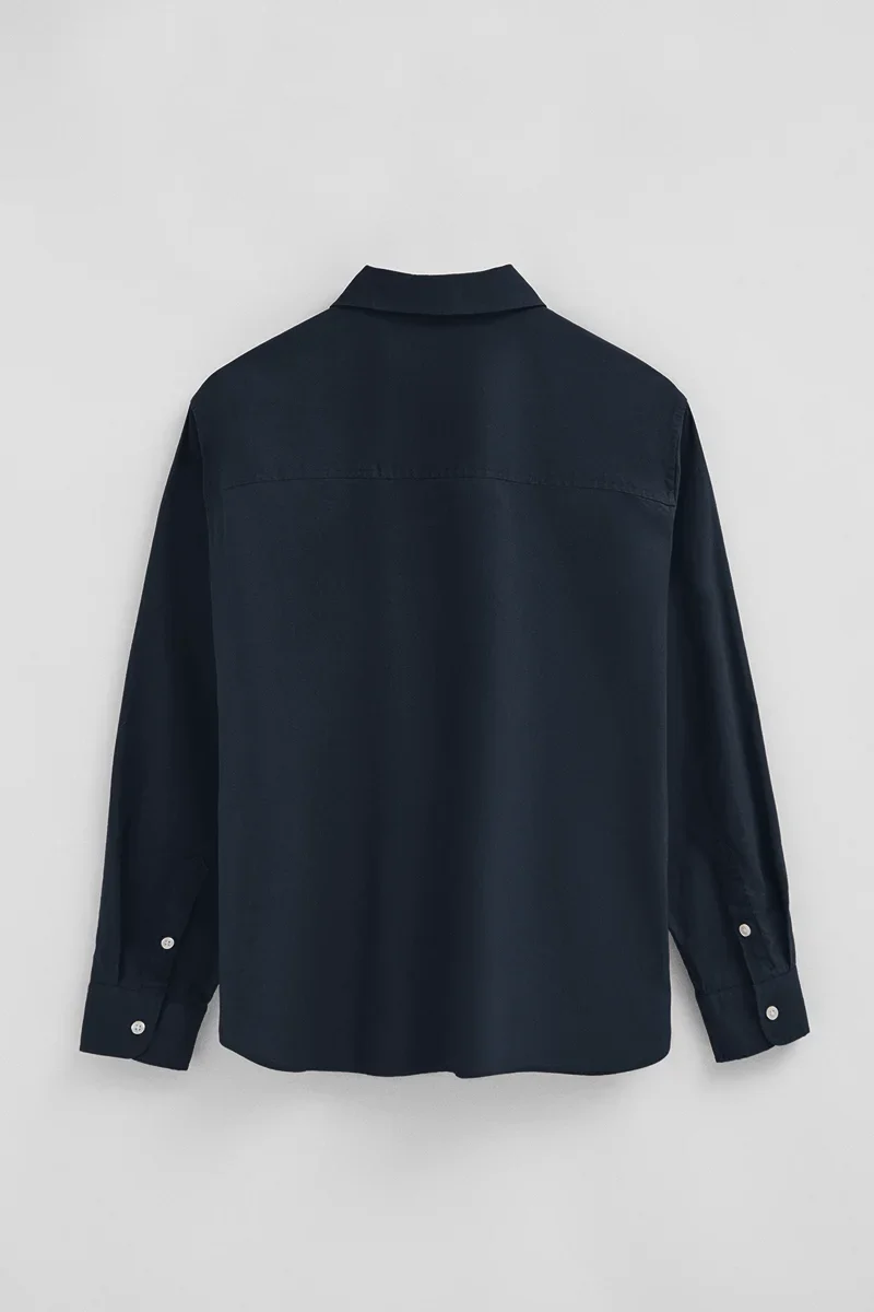 Navy-blue cotton-linen shirt with loose fit and Rigby Go embroidery - Image 8