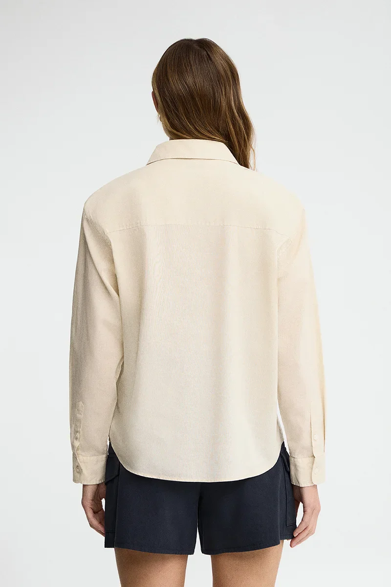 Cream cotton-linen shirt with loose fit and Rigby Go embroidery - Image 5