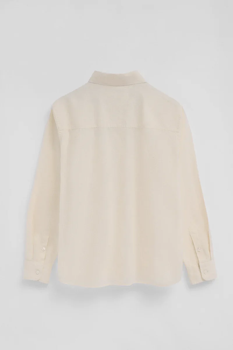 Cream cotton-linen shirt with loose fit and Rigby Go embroidery - Image 8