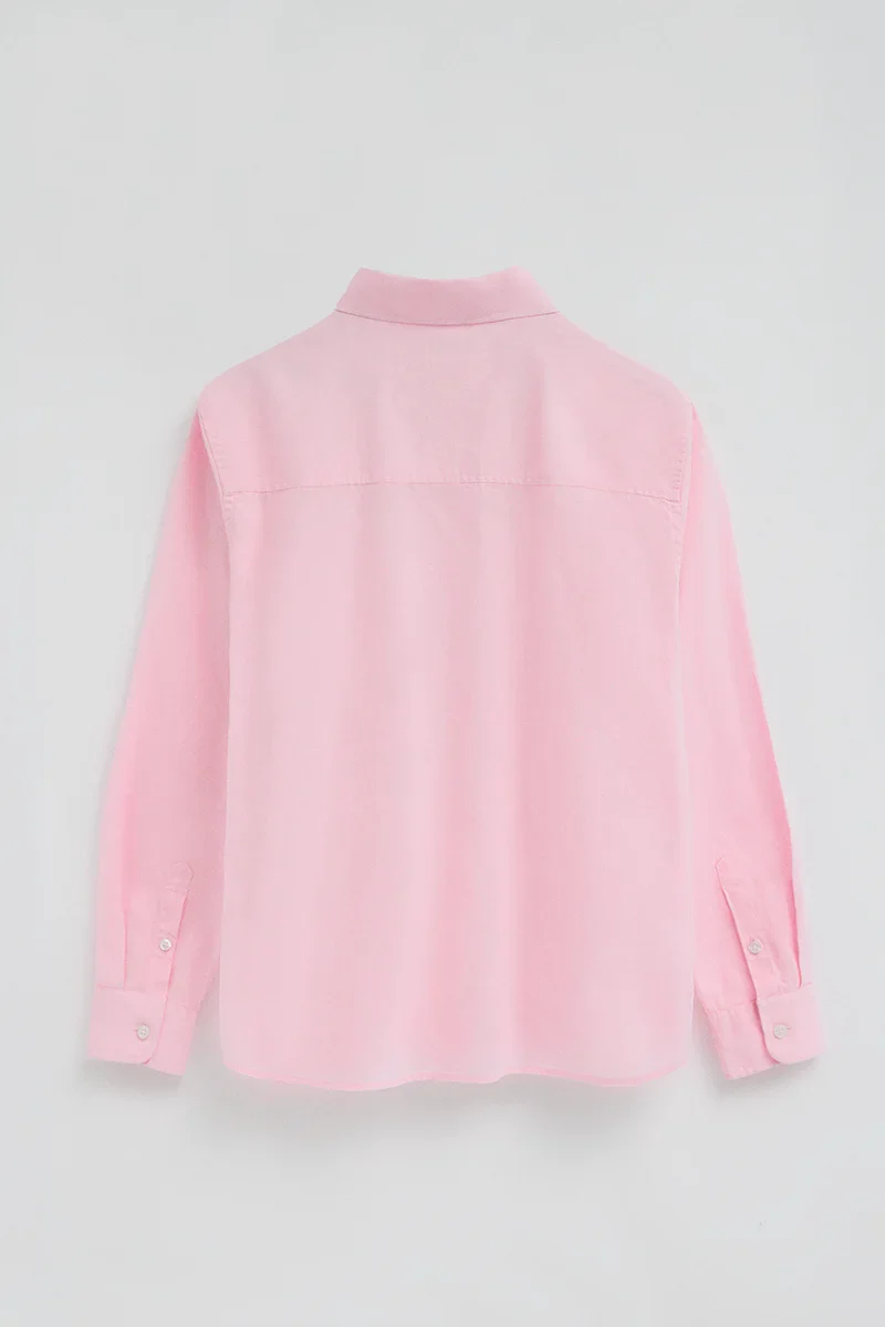 Pink cotton-linen shirt with loose fit and Rigby Go embroidery - Image 3