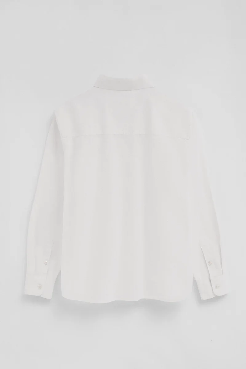 White cotton-linen shirt with loose fit and Rigby Go embroidery - Image 8