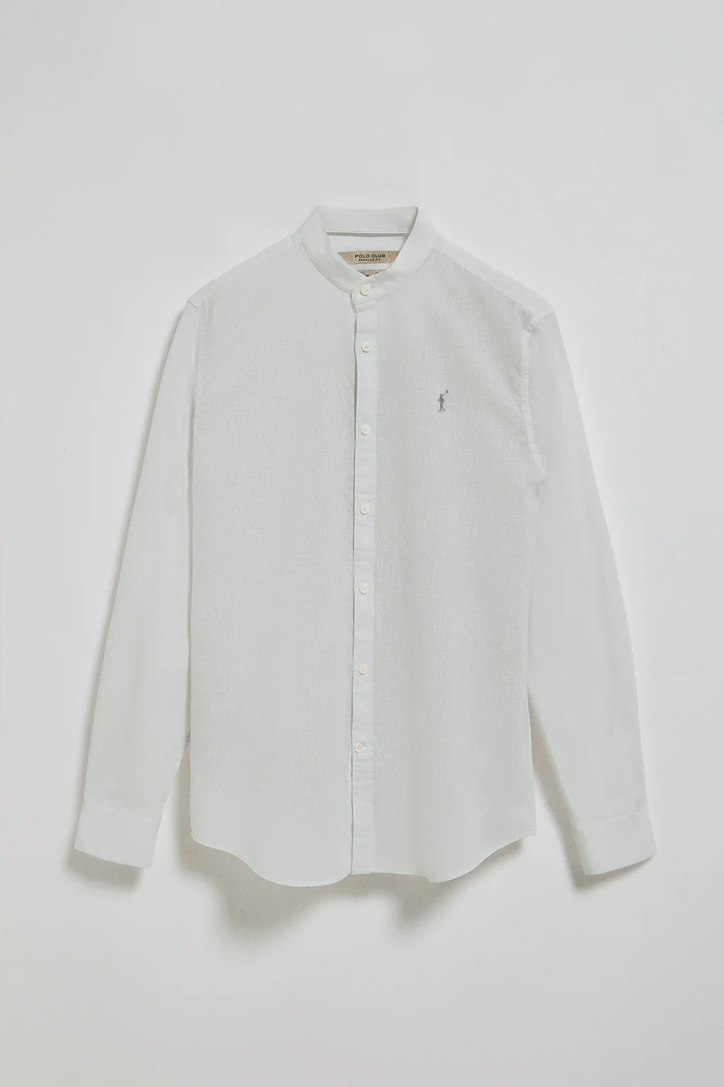 Light-green Mandarin-collar shirt in linen and cotton with Rigby Go embroidery - Image 5