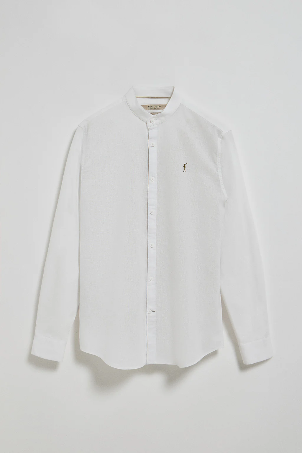 White Mandarin-collar shirt in linen and cotton with Rigby Go embroidery - Image 7