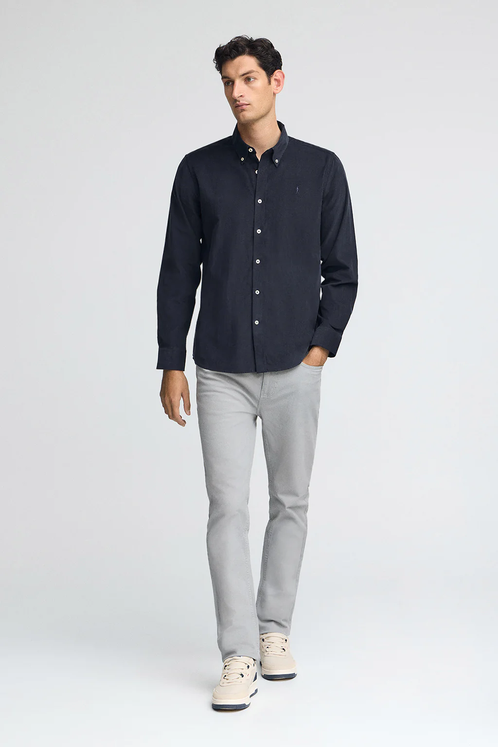 Navy-blue corduroy shirt with Rigby Go logo - Image 3