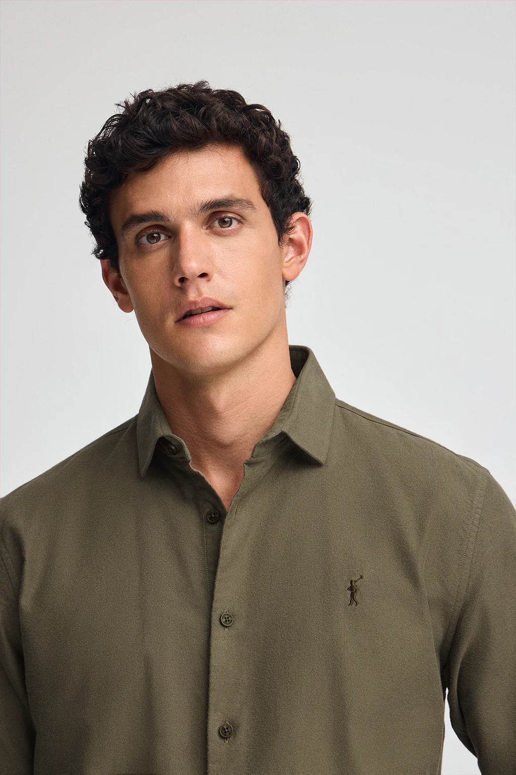 Army-green slim-fit shirt with Italian collar and Rigby Go logo - Image 2