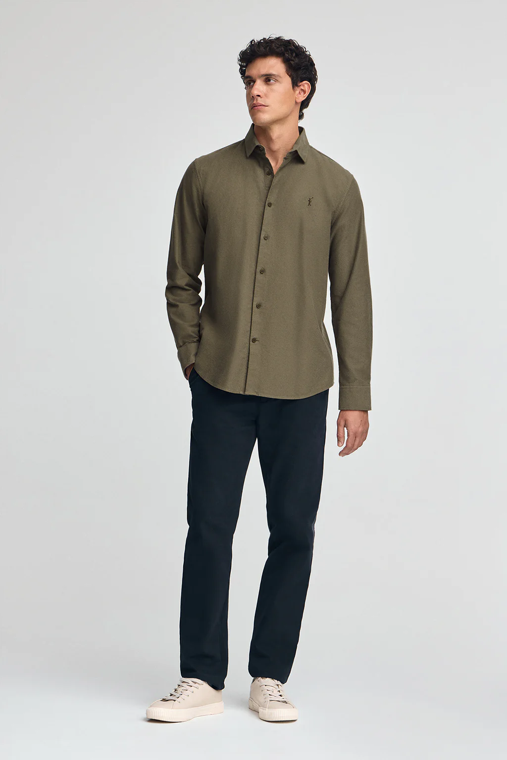 Army-green slim-fit shirt with Italian collar and Rigby Go logo - Image 3