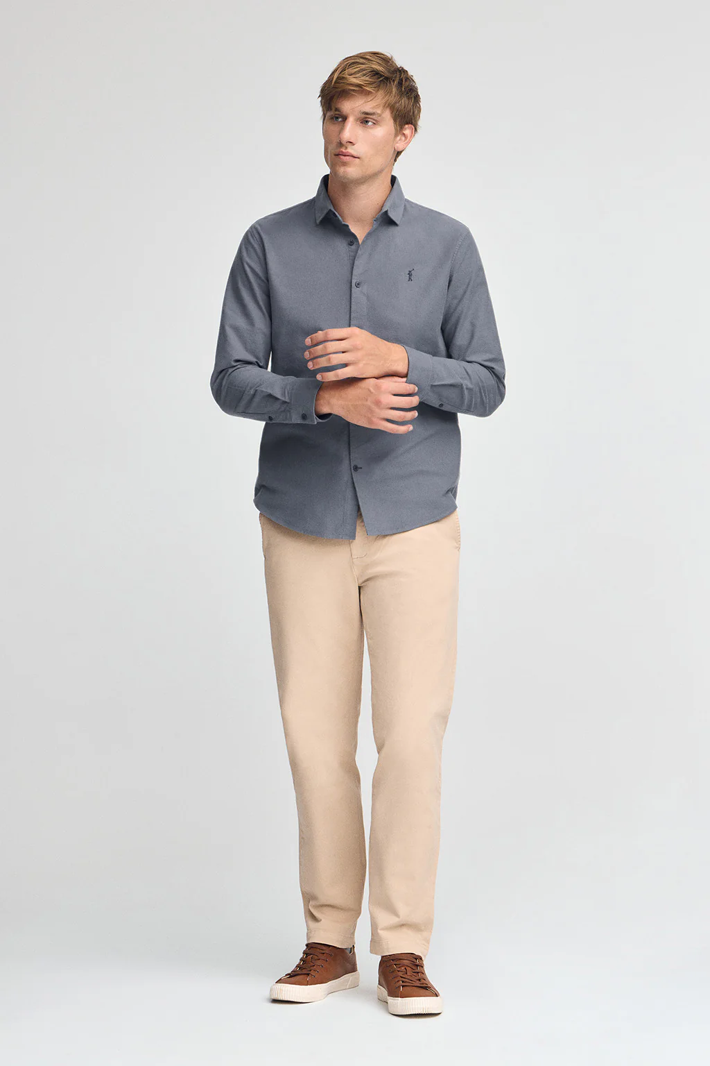 Navy-blue slim-fit shirt with Italian collar and Rigby Go logo - Image 3