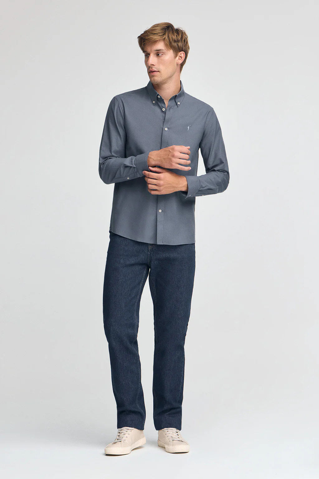 Denim-blue shirt with regular fit and Rigby Go logo - Image 3