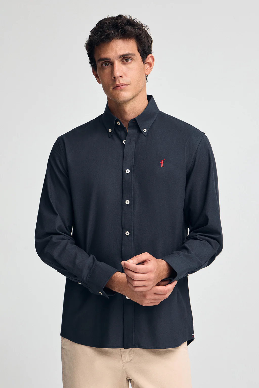 Navy-blue shirt with regular fit and Rigby Go logo