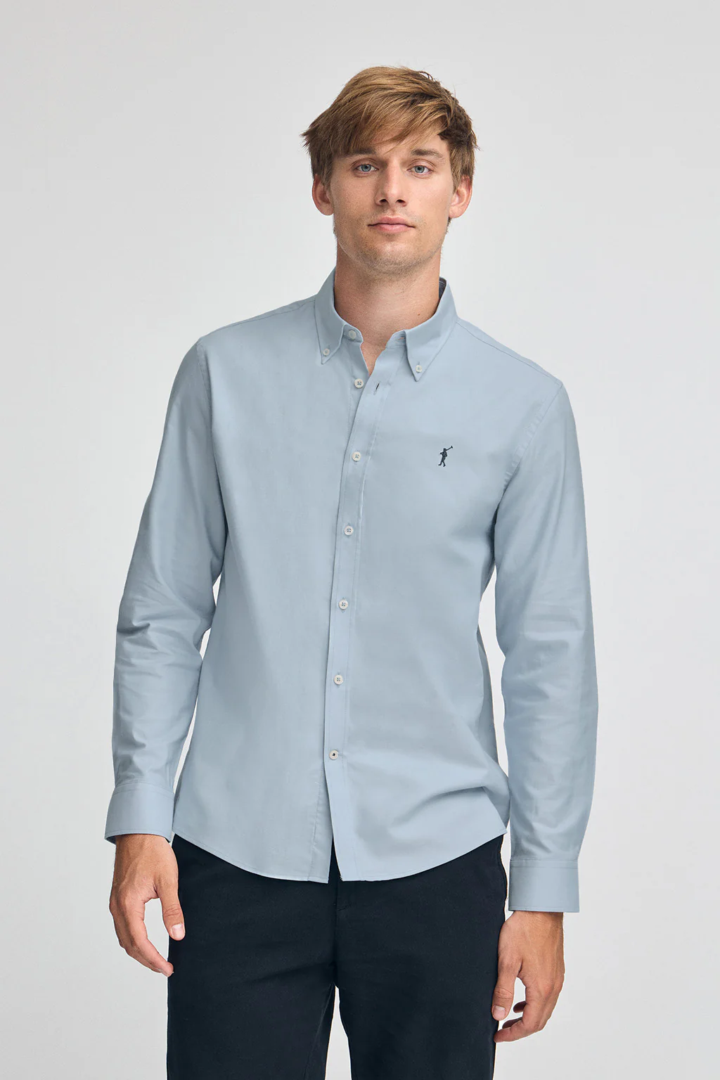 Sky-blue shirt with regular fit and Rigby Go logo