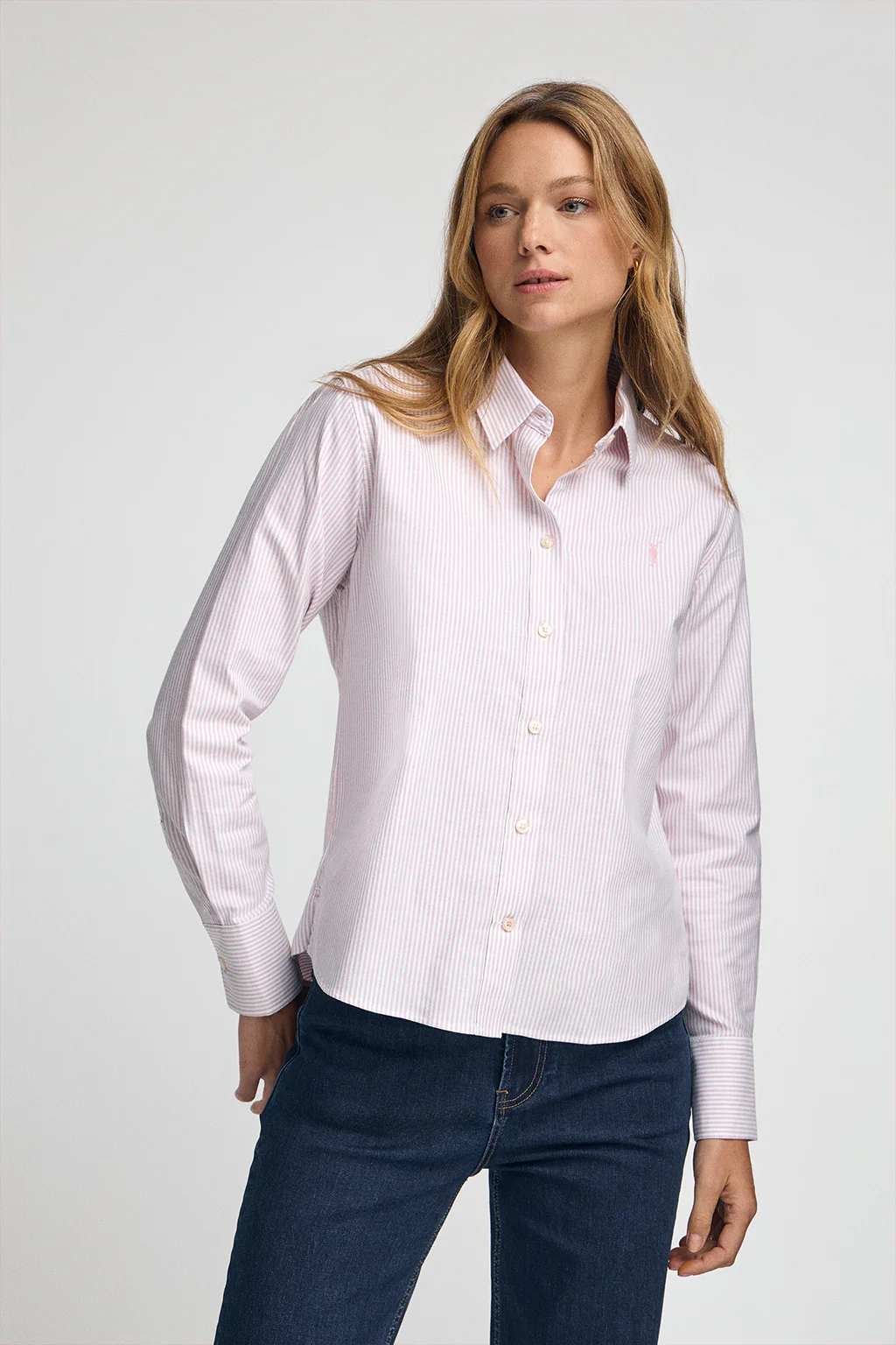 Dusty-pink striped shirt with regular fit and Rigby Go logo - Image 2