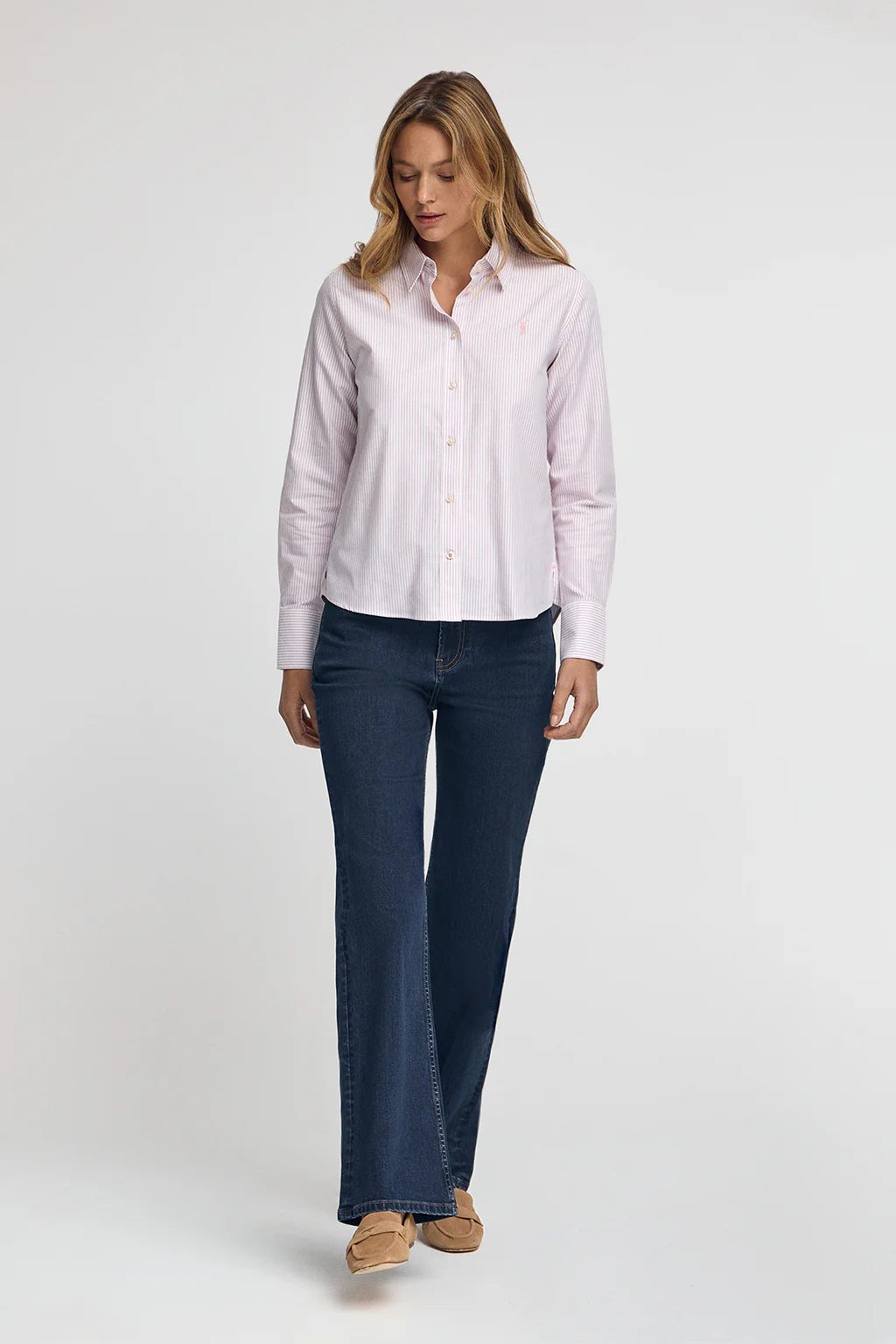 Dusty-pink striped shirt with regular fit and Rigby Go logo - Image 3