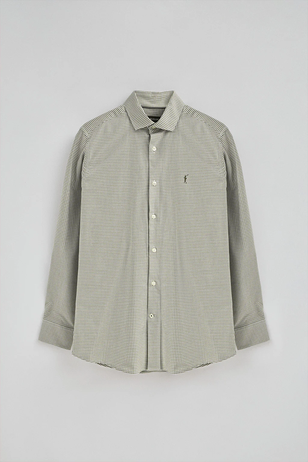 Army-green slim-fit shirt with Vichy checks and Rigby Go logo - Image 5