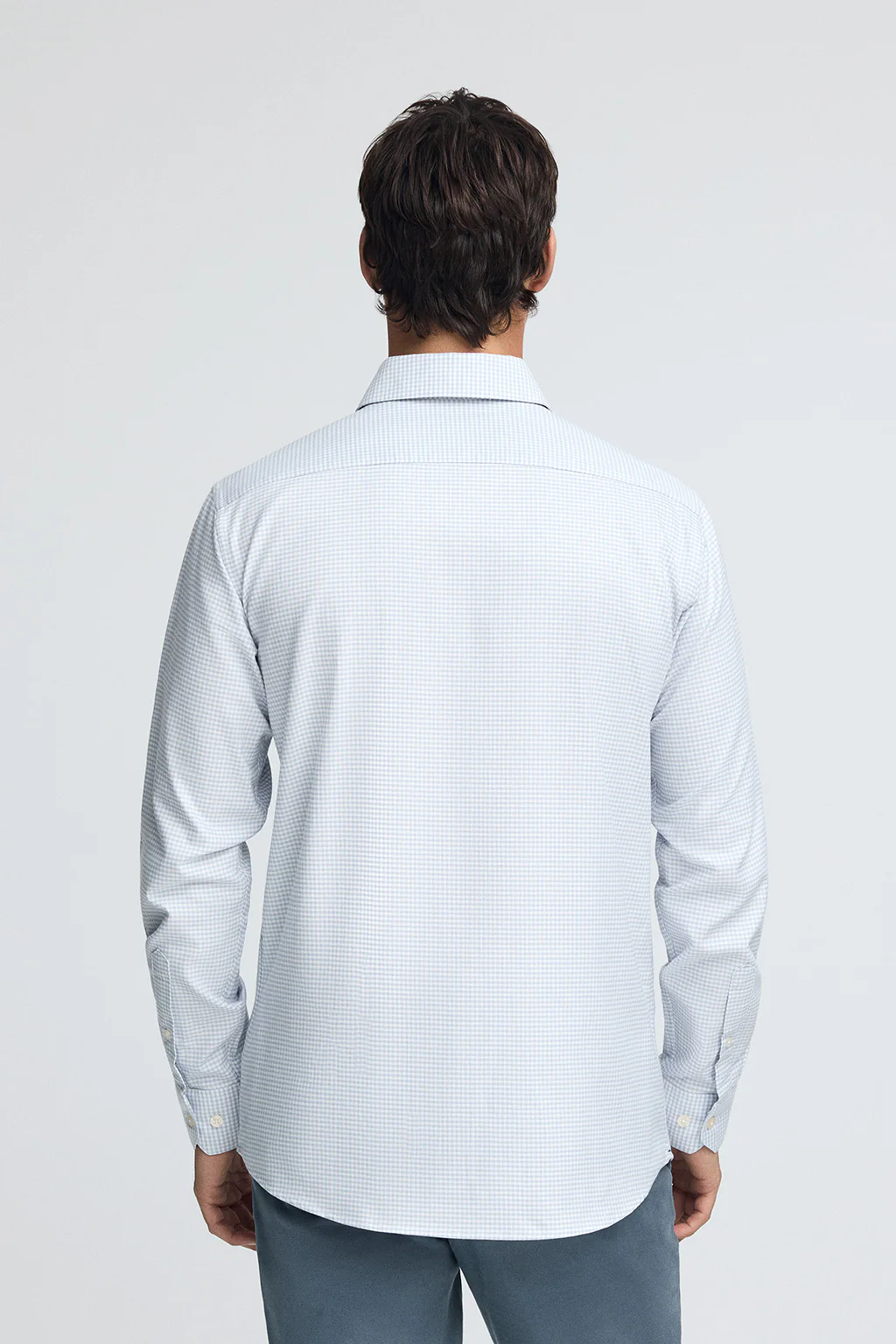 Light-blue slim-fit shirt with Vichy checks and Rigby Go logo - Image 4