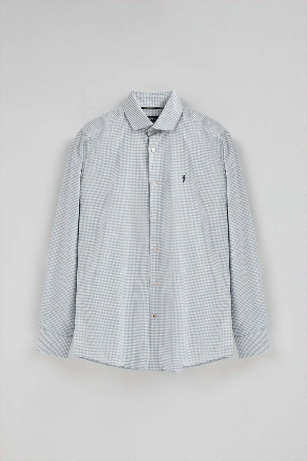 Light-blue slim-fit shirt with Vichy checks and Rigby Go logo - Image 8