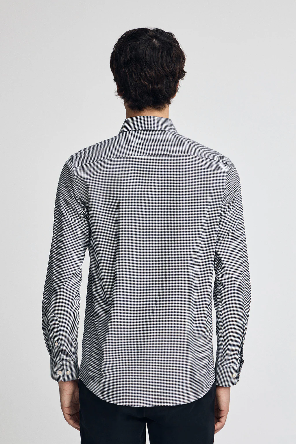 Navy-blue slim-fit shirt with Vichy checks and Rigby Go logo - Image 4