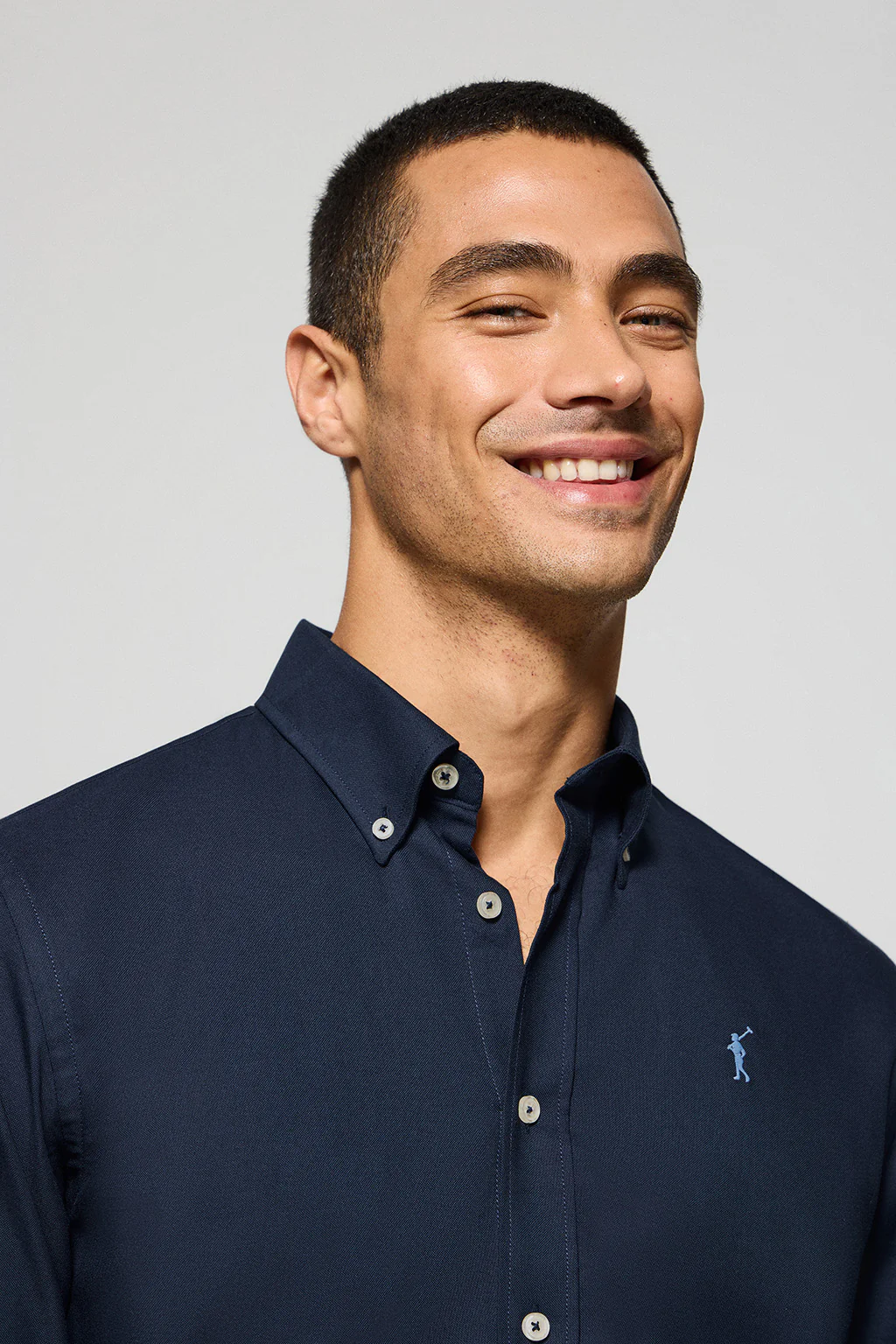 Navy-blue Oxford shirt with Rigby Go embroidered logo - Image 3