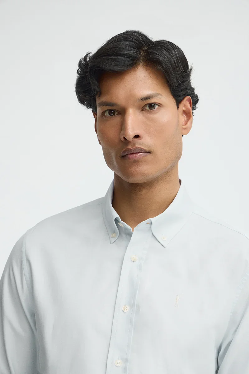 Light-blue regular-fit Oxford shirt with Rigby Go logo