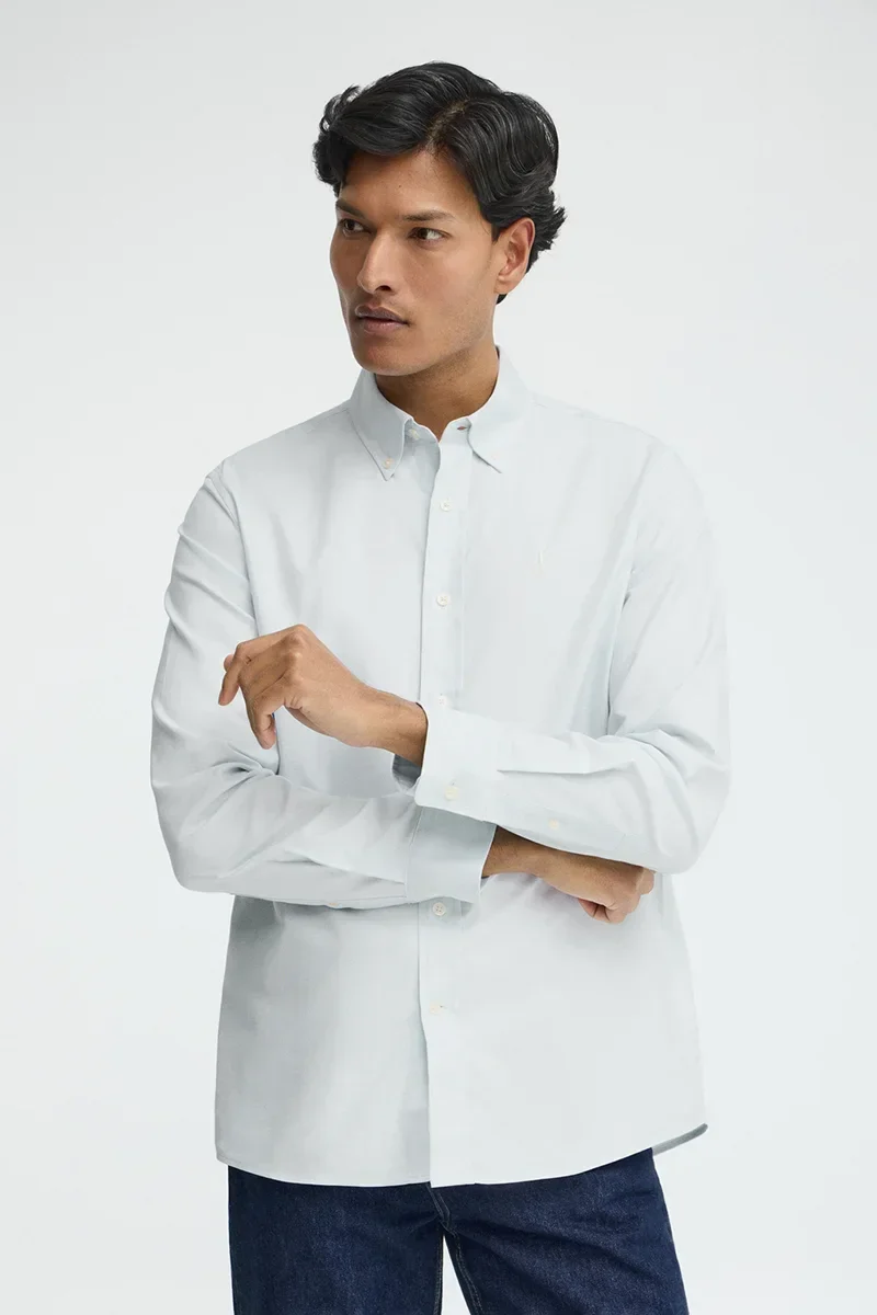 Light-blue regular-fit Oxford shirt with Rigby Go logo - Image 2