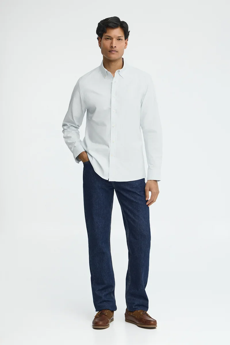 Light-blue regular-fit Oxford shirt with Rigby Go logo - Image 3