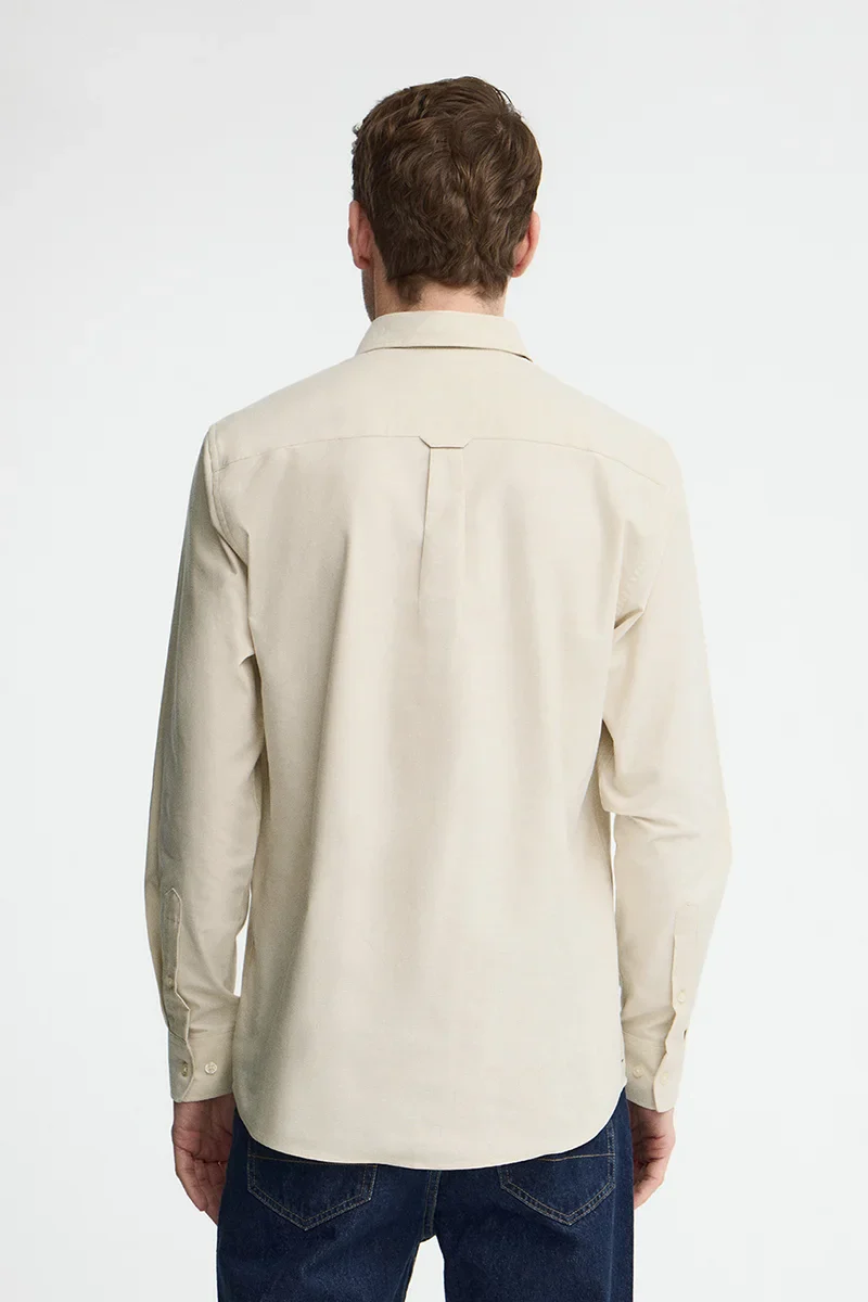 Beige regular-fit Oxford shirt with Rigby Go logo - Image 5