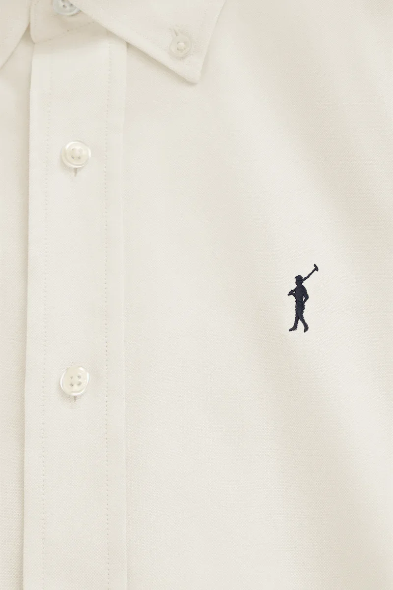 Beige regular-fit Oxford shirt with Rigby Go logo - Image 7