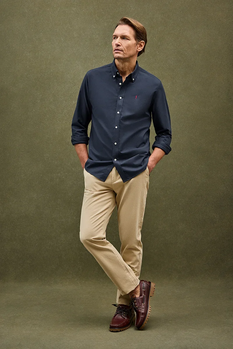 Navy-blue regular-fit Oxford shirt with Rigby Go logo - Image 2