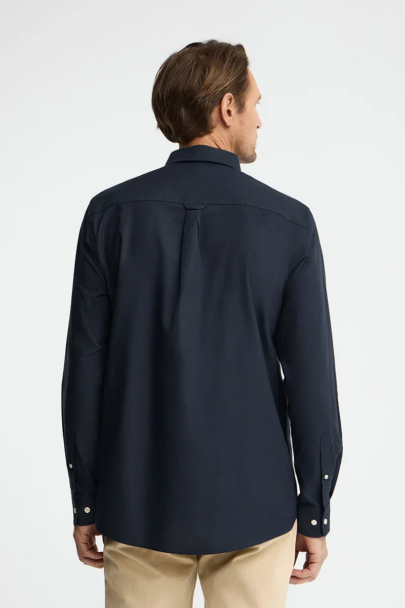 Navy-blue regular-fit Oxford shirt with Rigby Go logo - Image 5