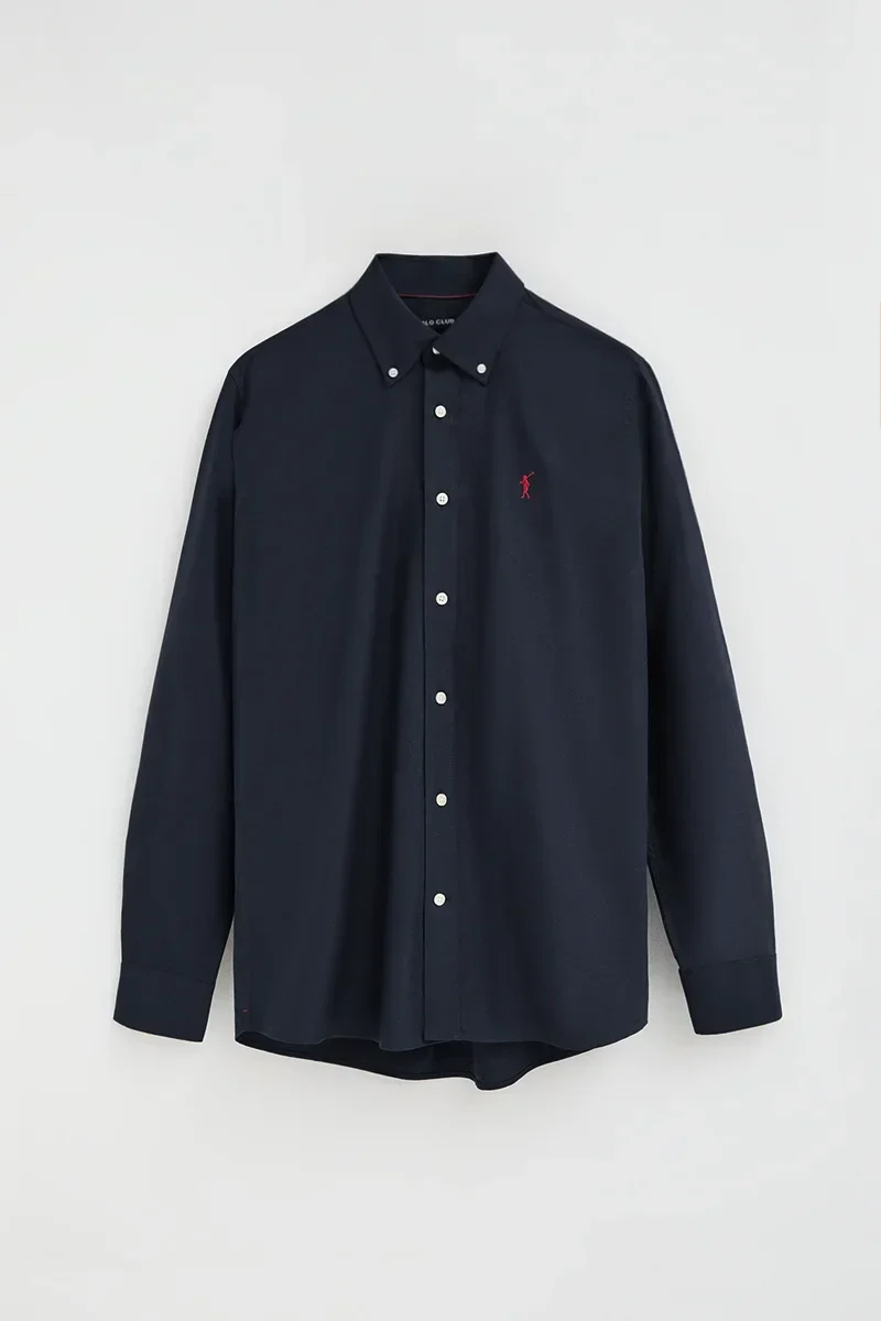 Navy-blue regular-fit Oxford shirt with Rigby Go logo - Image 6