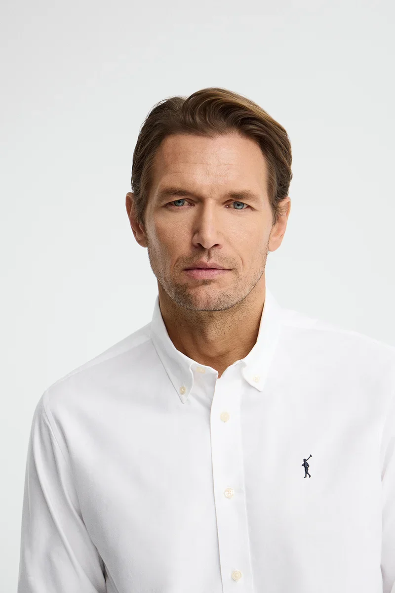 White regular-fit Oxford shirt with Rigby Go logo - Image 2