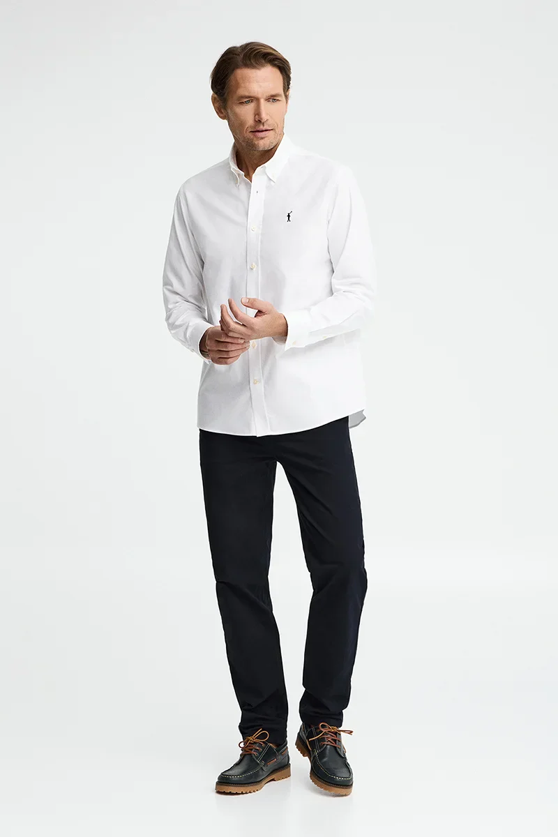 White regular-fit Oxford shirt with Rigby Go logo - Image 4