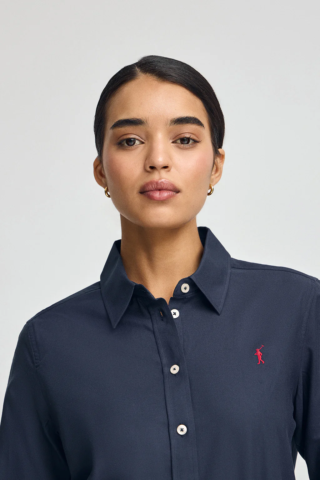 Navy-blue shirt with straight fit and Rigby Go logo - Image 2