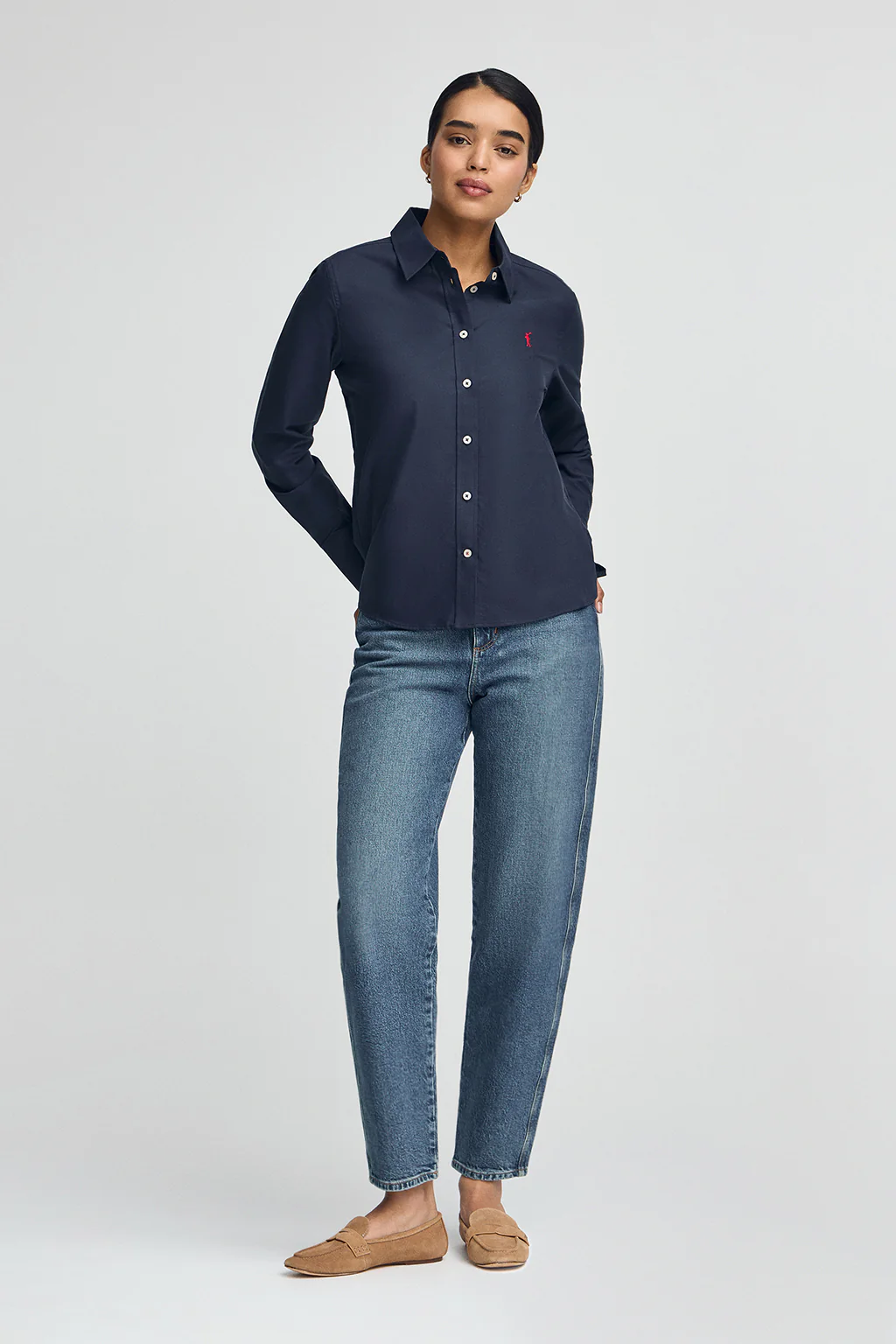 Navy-blue shirt with straight fit and Rigby Go logo - Image 3