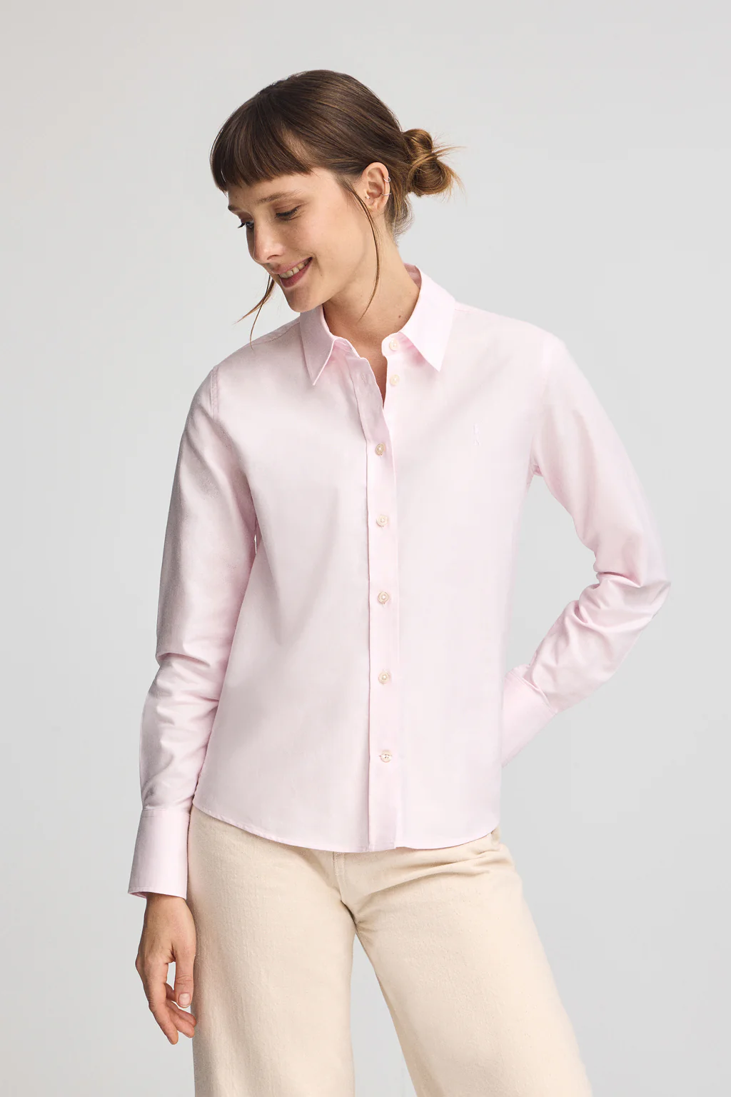 Pink shirt with straight fit and Rigby Go logo