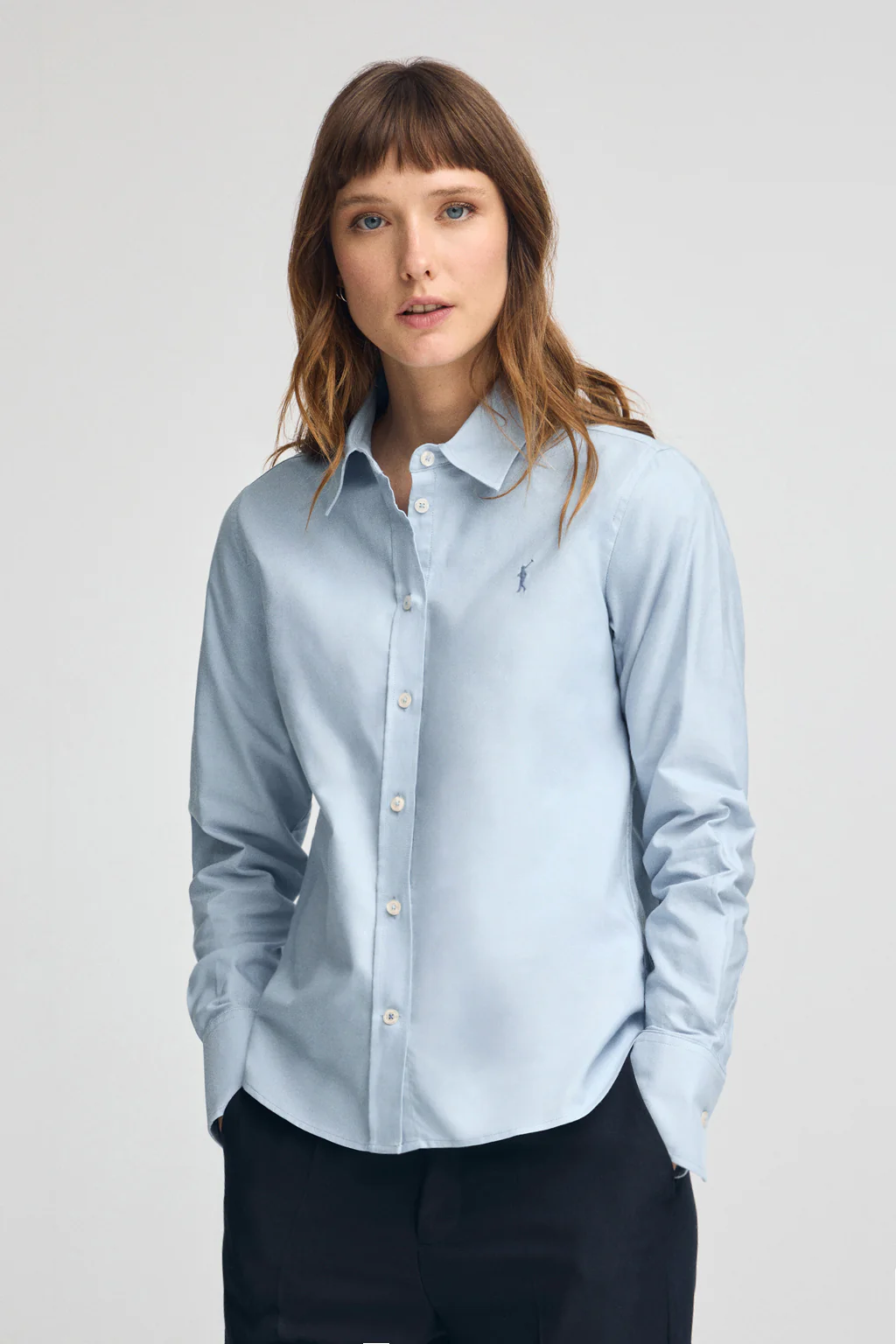 Sky-blue shirt with straight fit and Rigby Go logo