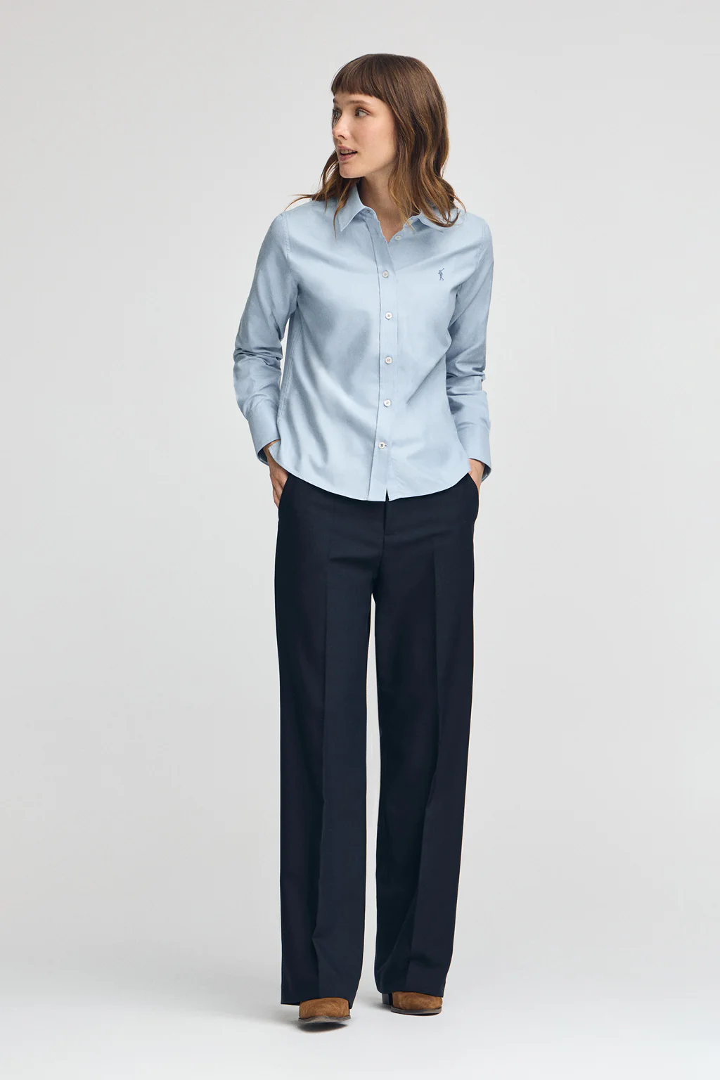 Sky-blue shirt with straight fit and Rigby Go logo - Image 3