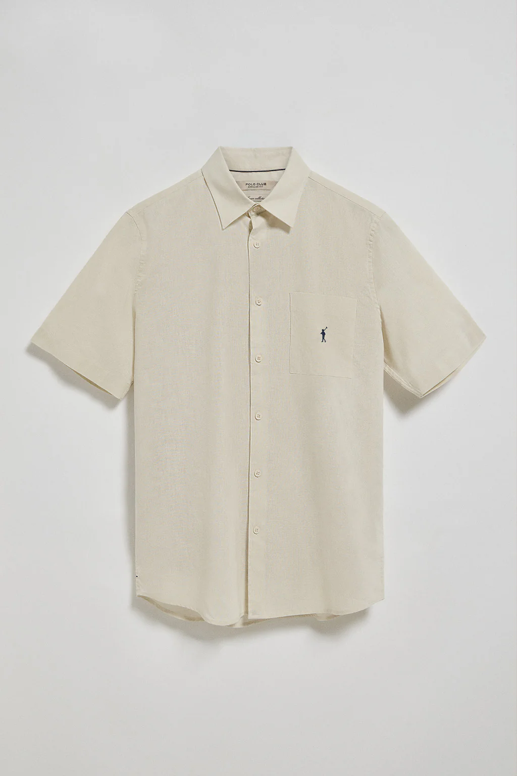 Beige short-sleeve shirt in linen and cotton with Rigby Go embroidery - Image 7