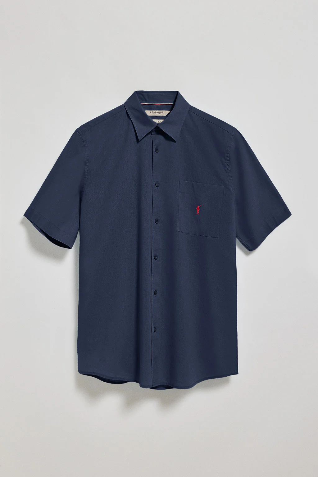 Navy-blue short-sleeve shirt in linen and cotton with Rigby Go embroidery - Image 7