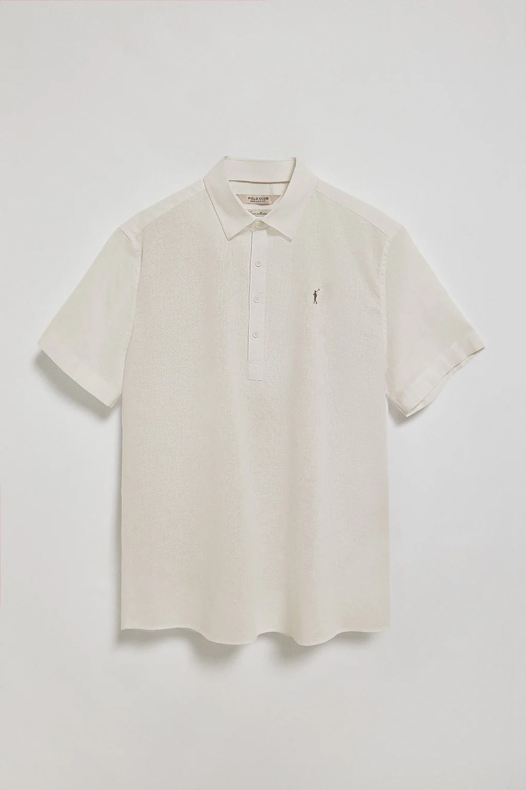 Off-white polo-style shirt in linen and cotton with Rigby Go embroidery - Image 5