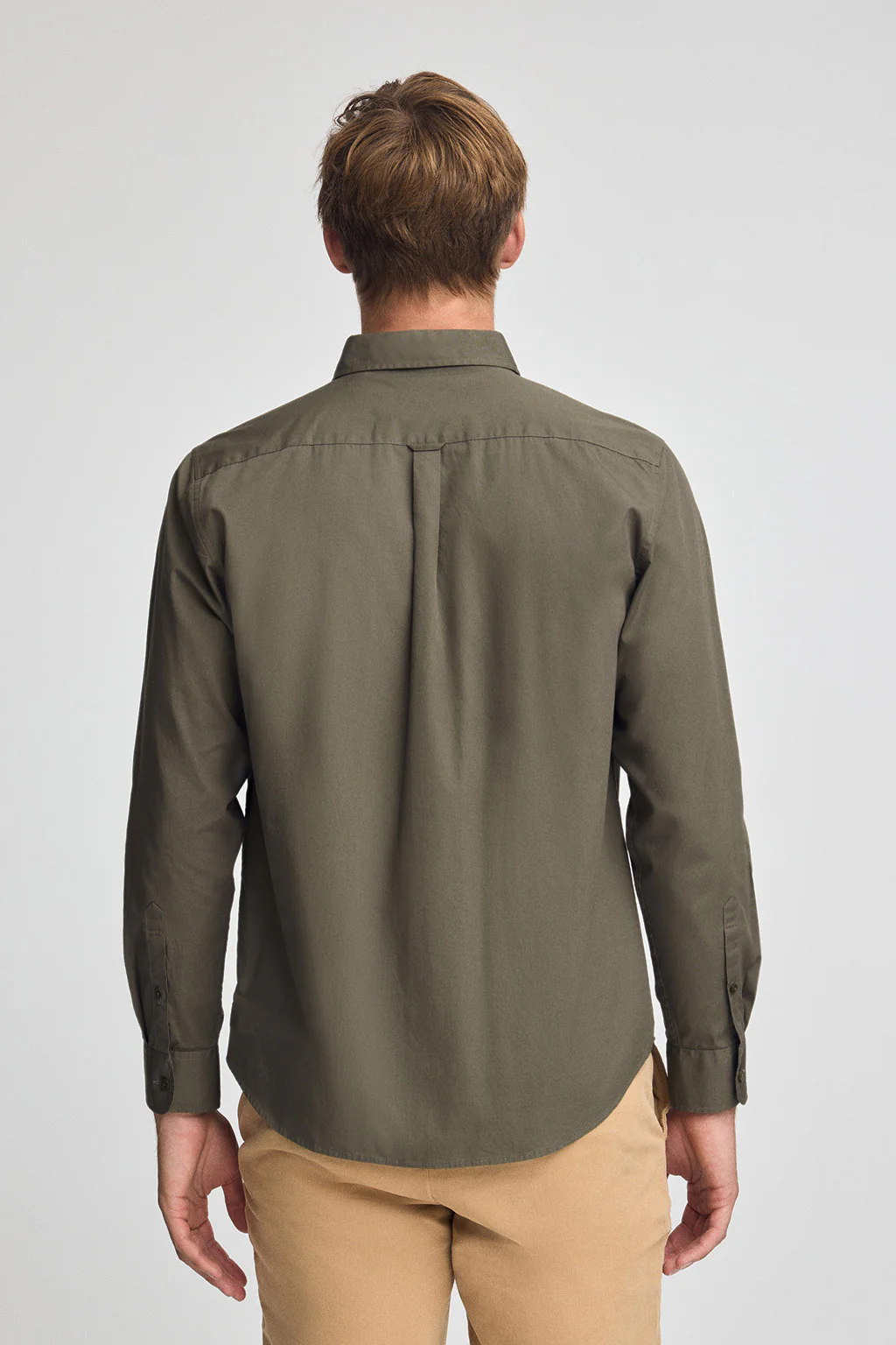 Army-green poplin shirt with regular fit and Rigby Go logo - Image 4