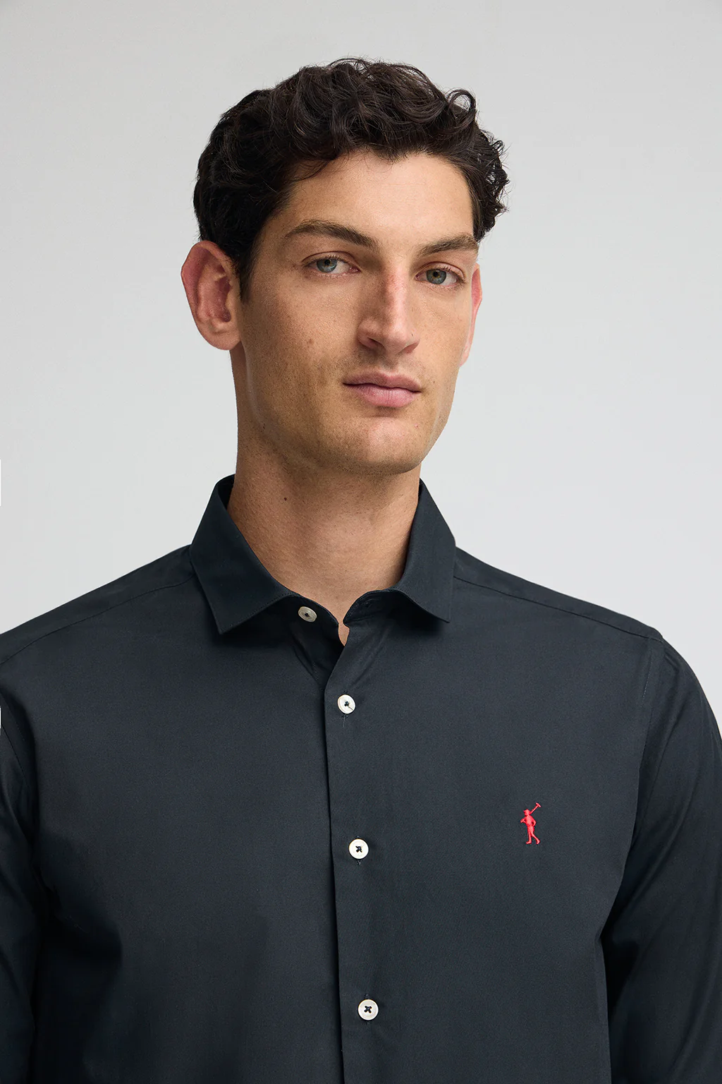 Navy-blue poplin shirt with slim fit and Rigby Go logo - Image 2