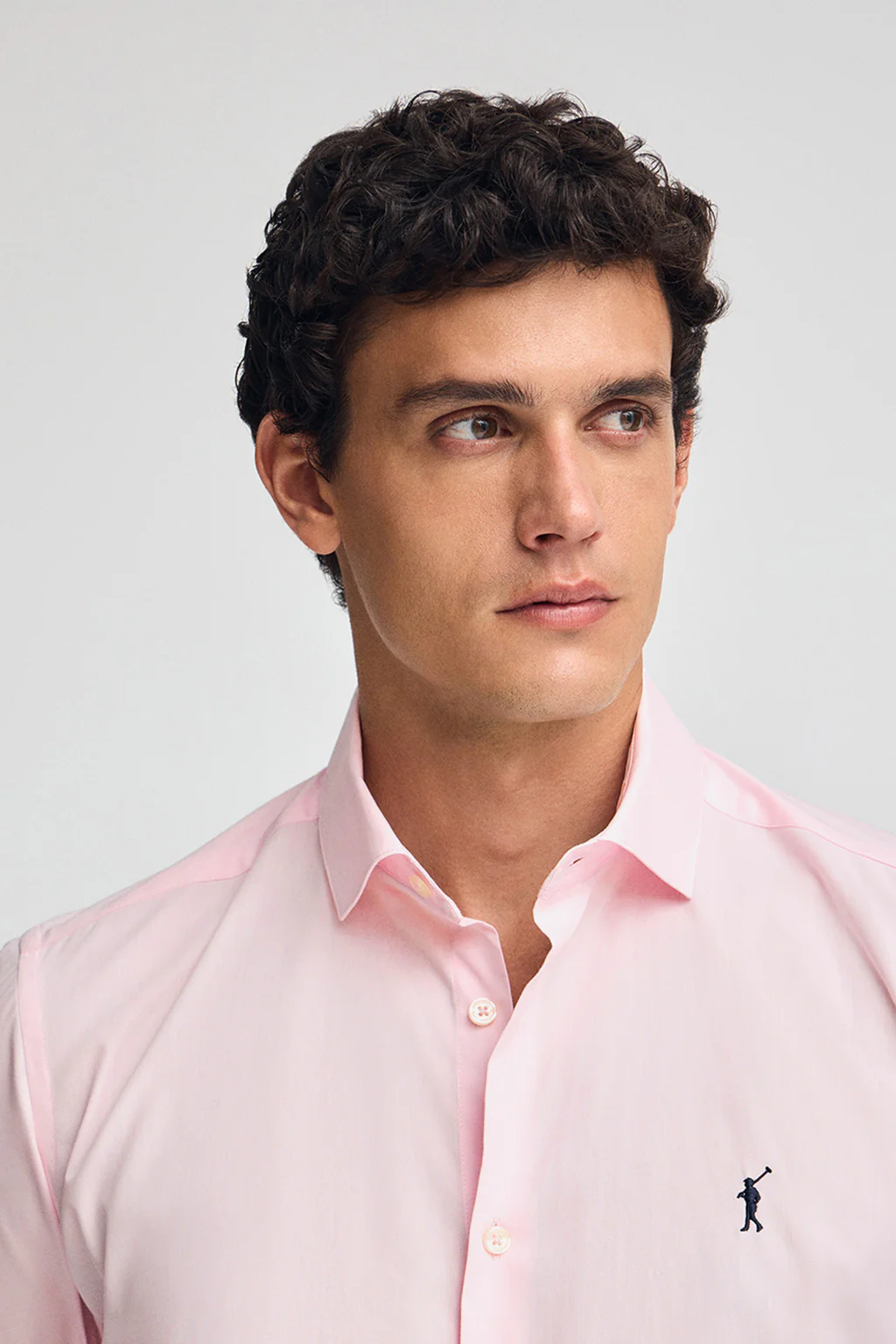 Pink poplin shirt with slim fit and Rigby Go logo - Image 2