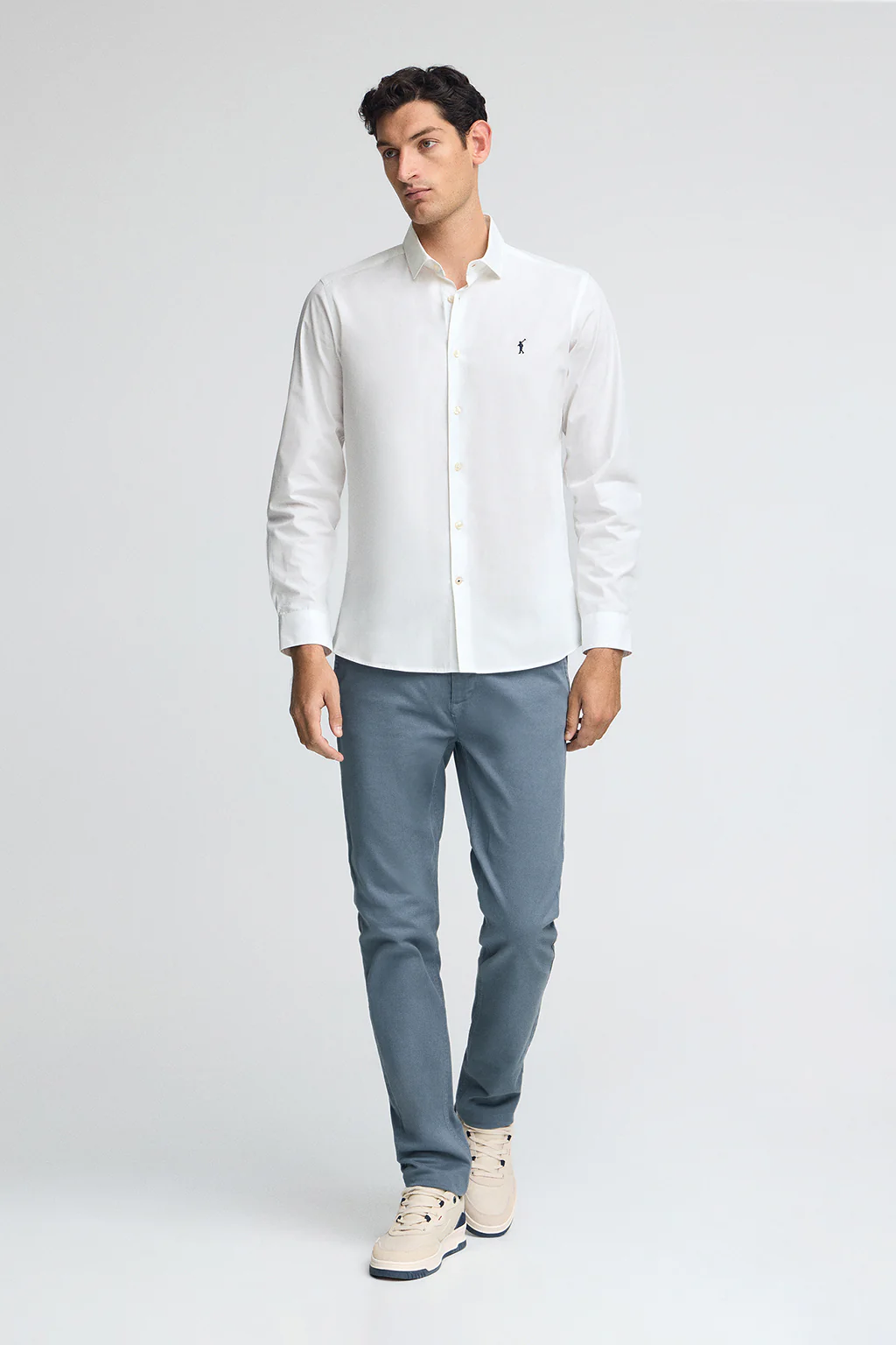 White poplin shirt with slim fit and Rigby Go logo - Image 3