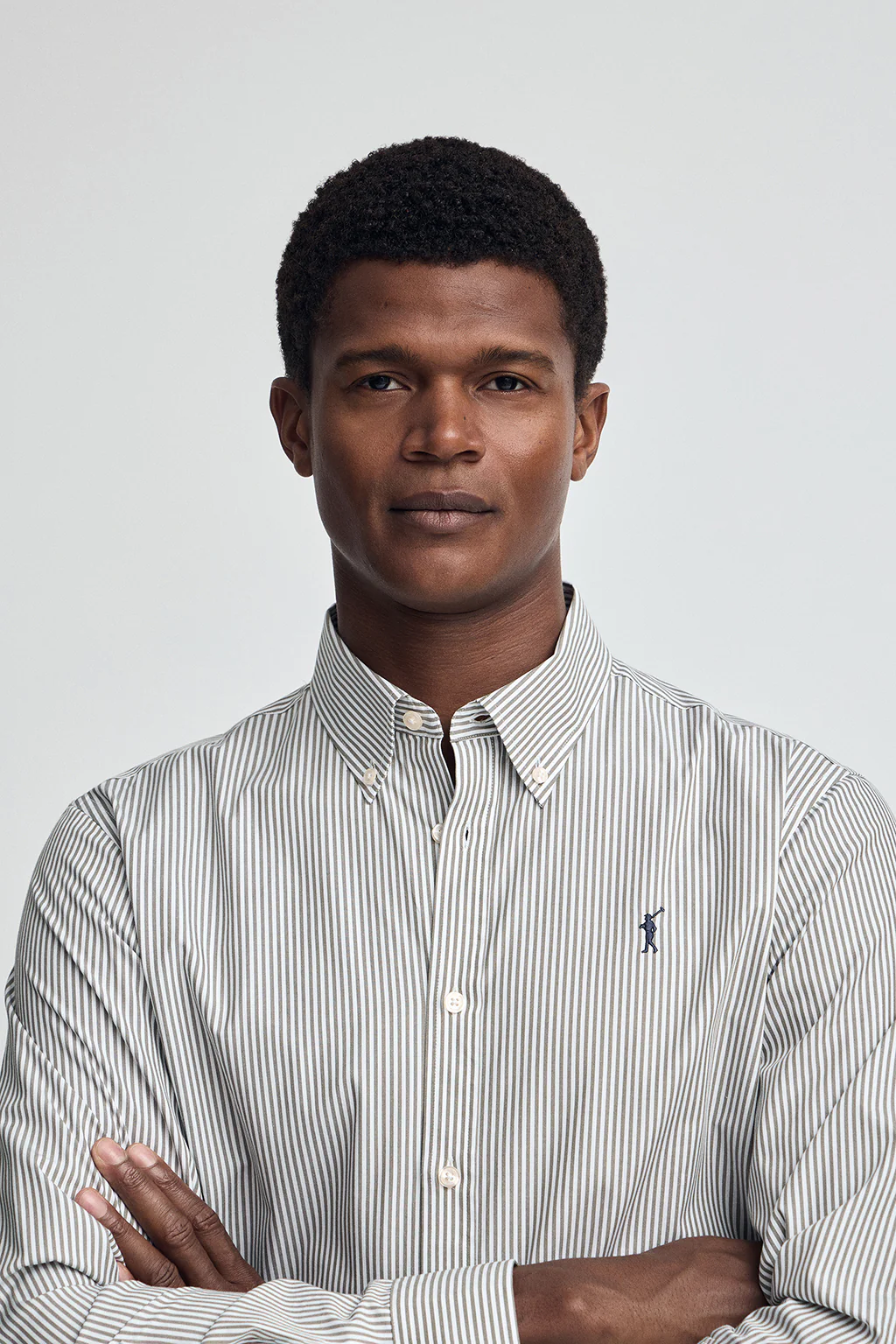 Army-green striped shirt with regular fit and Rigby Go logo - Image 2