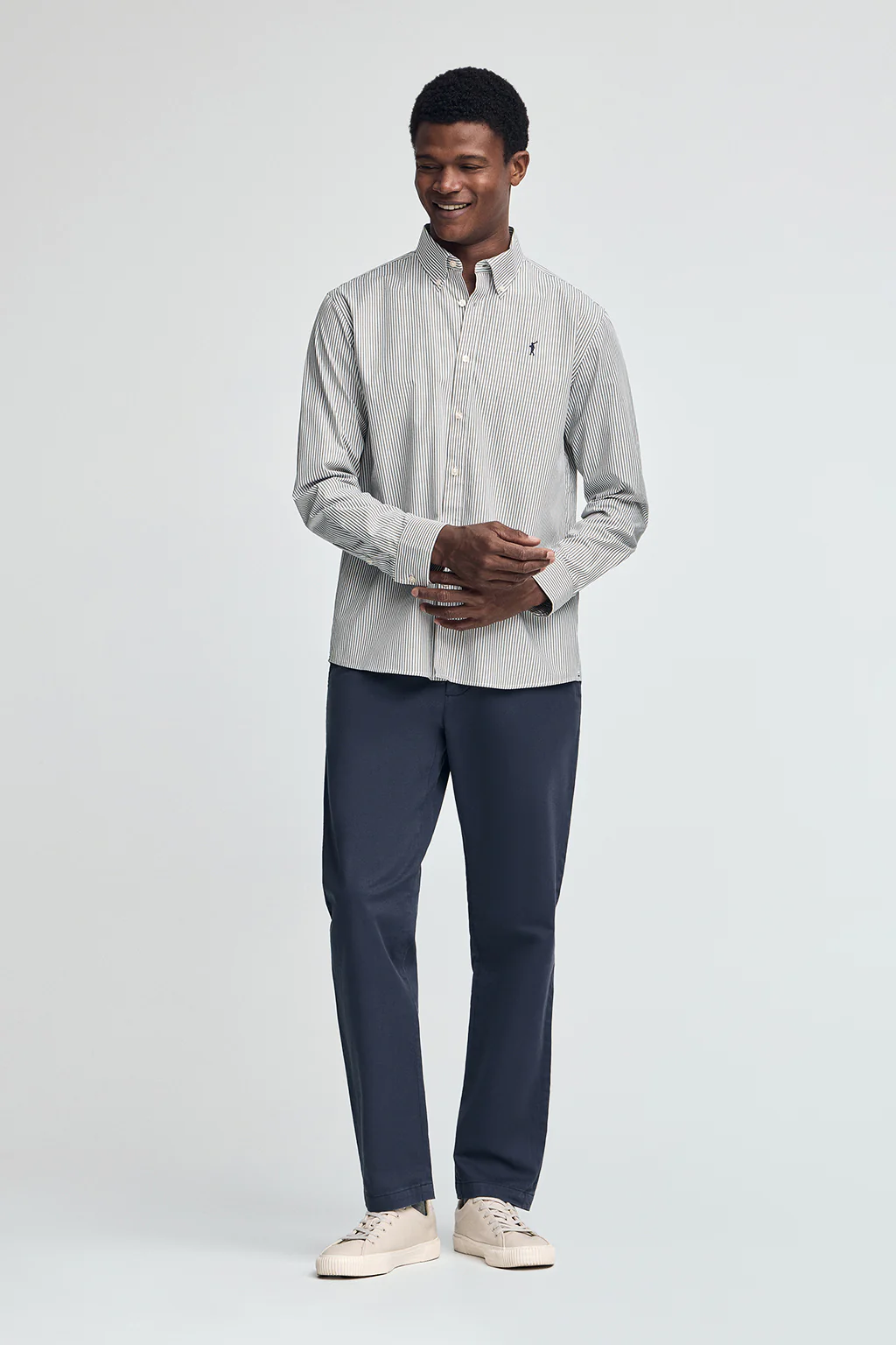 Army-green striped shirt with regular fit and Rigby Go logo - Image 3