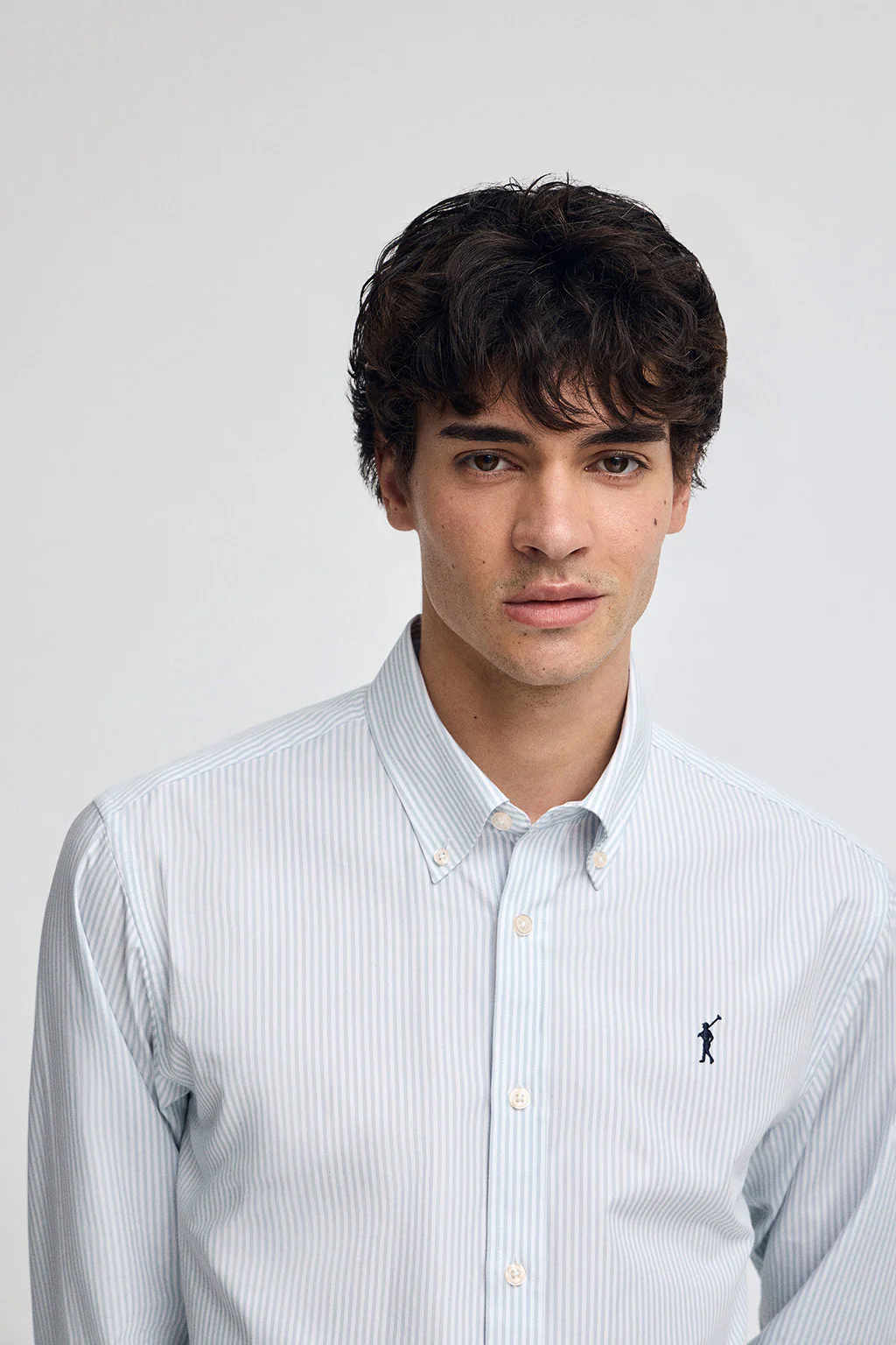 Light-blue striped shirt with regular fit and Rigby Go logo - Image 2