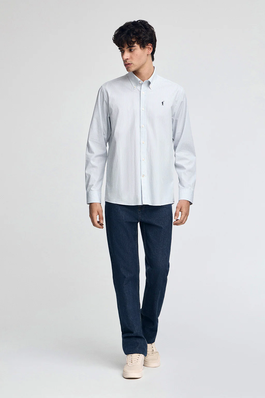 Light-blue striped shirt with regular fit and Rigby Go logo - Image 3