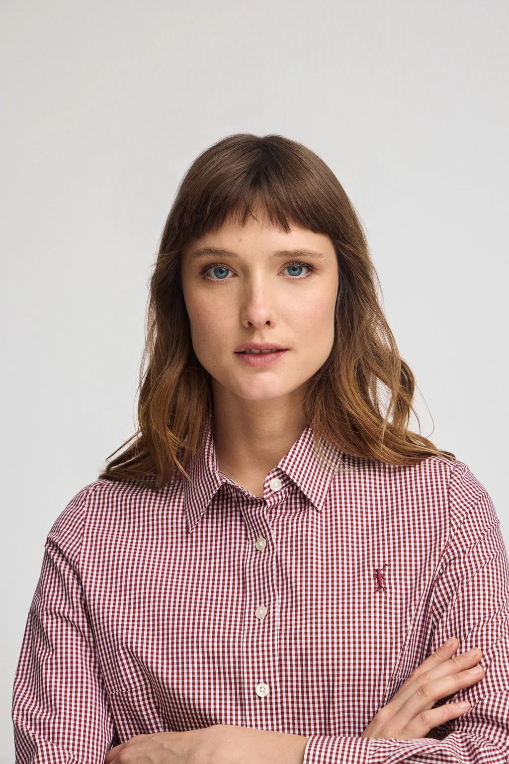 Burgundy shirt with Vichy checks and Polo Club logo - Image 2